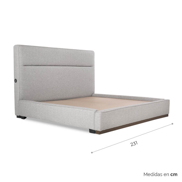 Cama King Tela Gris Claro Pria | Camas | recamaras